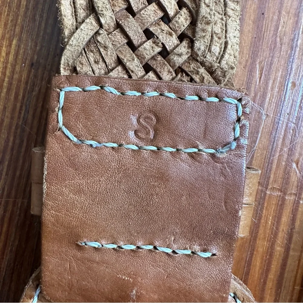 Vintage leather braided belt Small